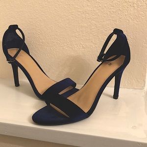 Dark royal blue velvety high heels